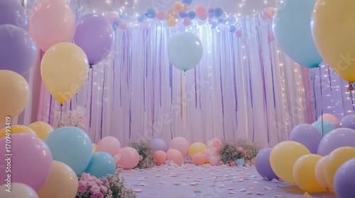 Pastel Balloon Party Backdrop.
