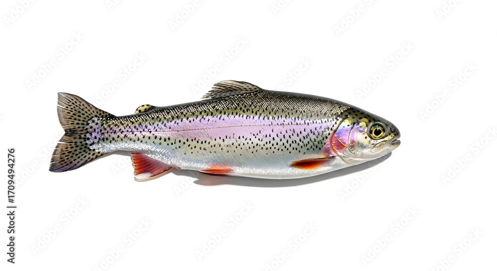 Naklejka premium Fresh Rainbow Trout Fish Isolated on a Clean White Background