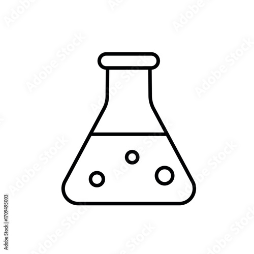 A vector icon of a laboratory flask, representing lab data processing, created in line style with editable stroke