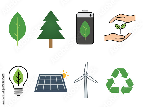 Nature and Eco Icons Set – Flat Vector Collection