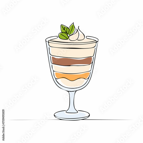 ベクター線画パフェ – カフェデザートメニュー用のおしゃれ素材