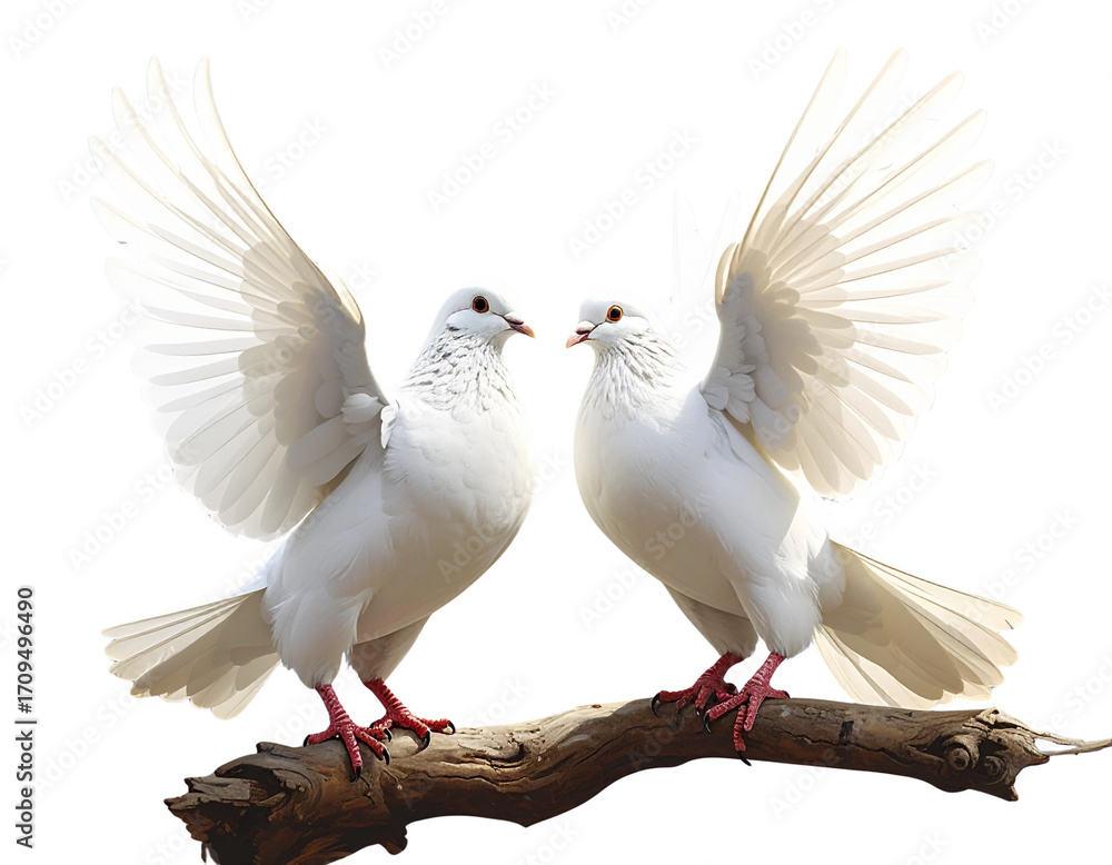 Obraz premium PNG Two white pigeon animal bird dove 