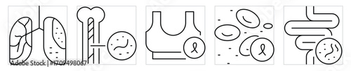 Oncology icons set. Vector editable stroke.