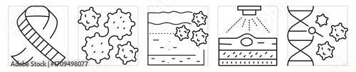 Oncology icons set. Vector editable stroke.