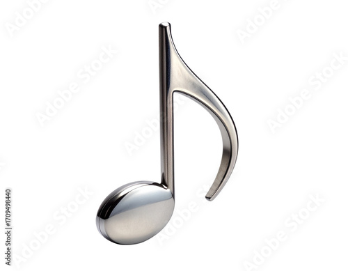Single eighth note quaver isolated against a stark white backdrop, poised as the foca