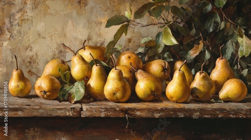 Golden Pears Still Life Painting.