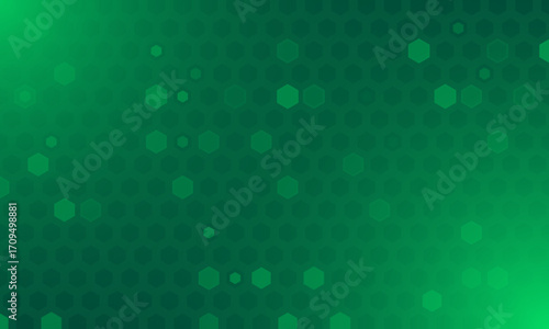Green hexagonal gaming vector background. Technological hexagon grid pattern.