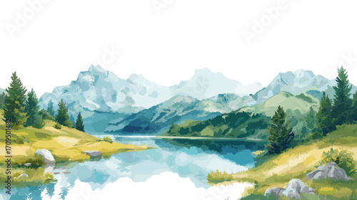 Durmitor National Park. Durmitor National Park watercolor vector illustration