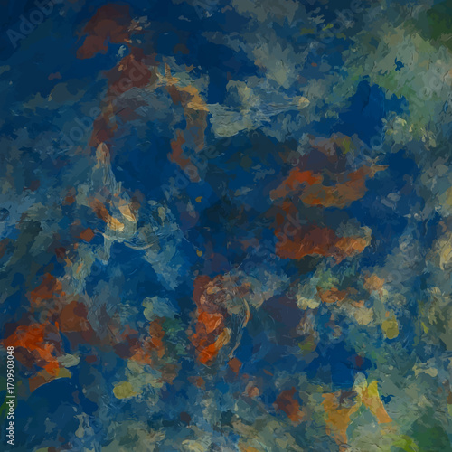 Abstract blue acrylic liquid marble surface design. colorful swirl on background. creative brush stroke art. illustration vector