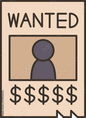 Wanted Poster with Faceless Person and Reward.