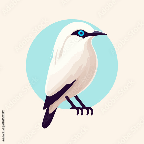 flat illustration of a Bali starling