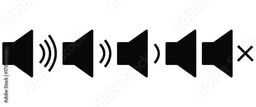 Mute and No Sound Icons Set – Audio Off, Volume Control, and Microphone Symbol Vector Illustration”