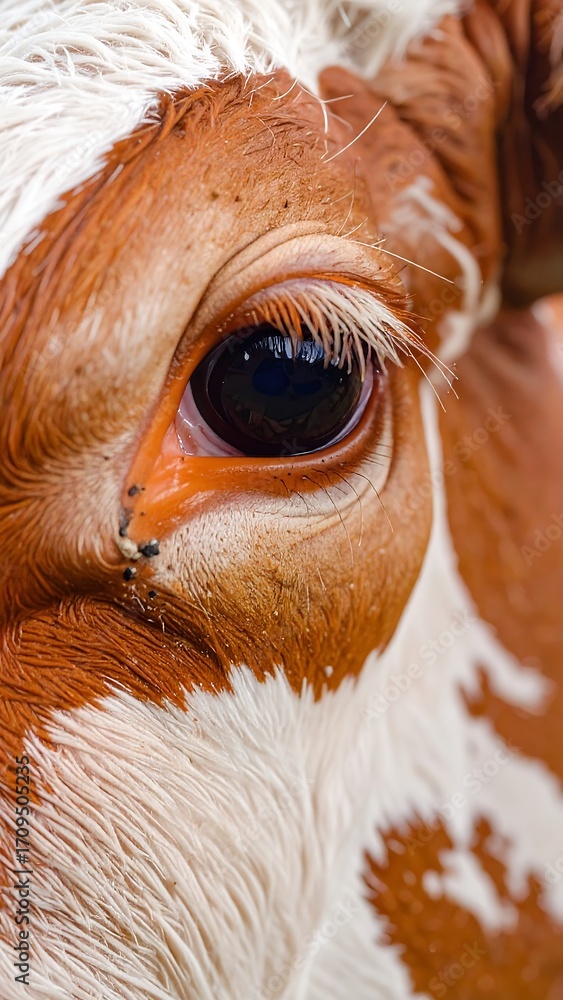 Naklejka premium Close-up of a cow's eye and face