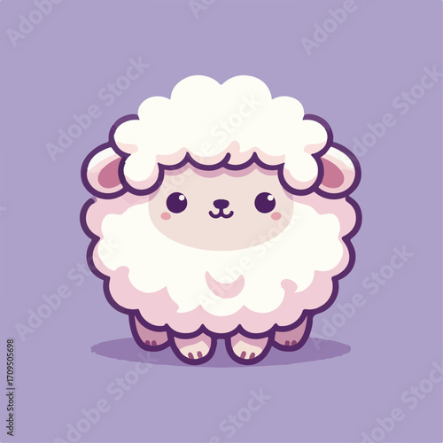 flat illustration of a sheep on a purple background