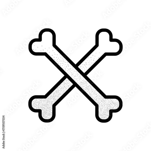 Crossbones Vector Line Icon. Minimalistic Black and White Halloween Illustration.