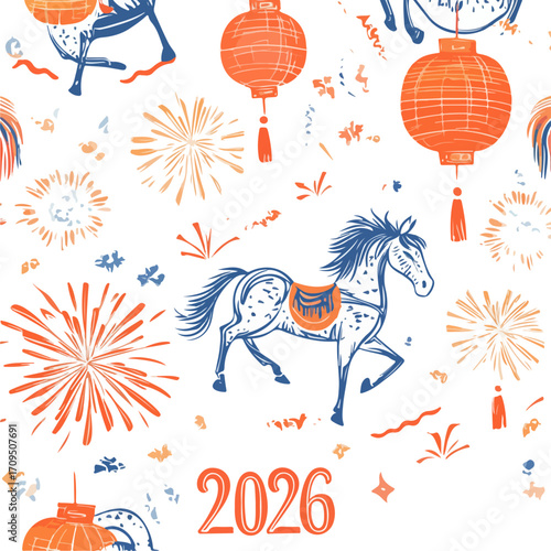 2026, new year, year of the horse, asia, vector, transparent background, festival, design, backdrop, pattern, element, backgrounds, horse, equine