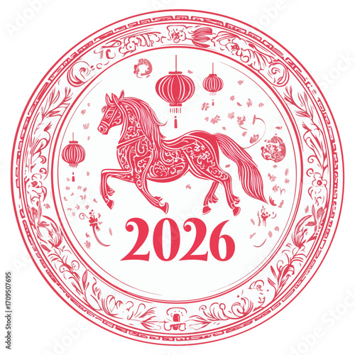 2026, new year, year of the horse, asia, vector, transparent background, festival, design, backdrop, pattern, element, backgrounds, horse, equine