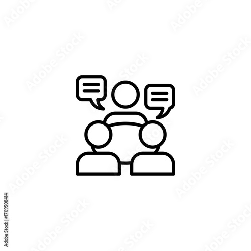 Communication and Discussion A Simple Icon Representing Teamwork and Collaboration