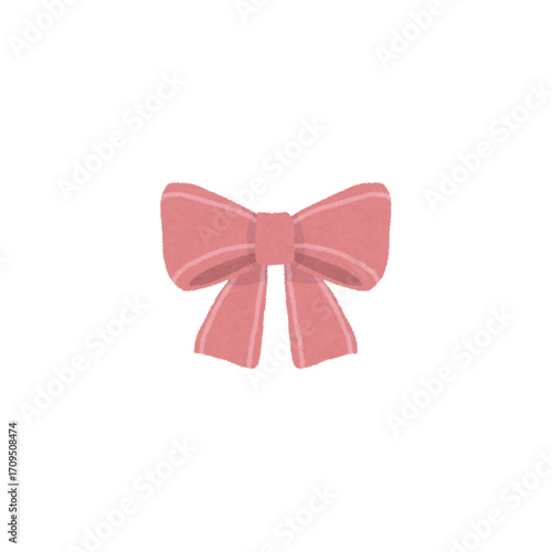 Delicate hand-drawn style pink bow illustration offering a charming decorative element for gifts, celebrations, and various creative design projects, conveying warmth and festivity