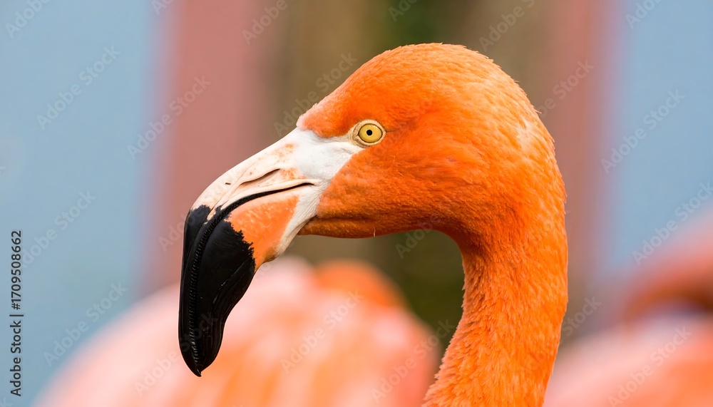 Fototapeta premium Close-up of vibrant flamingo's head