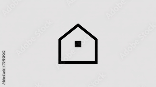 Minimalist home icon vector illustration for real estate logo and simple house design with square window concept