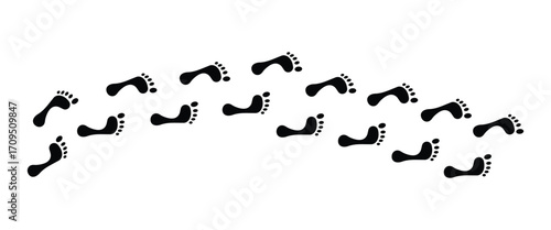 Human Footprints Trail Vector Set – Barefoot, Shoe Tread, Footstep Icons and Silhouette Collection