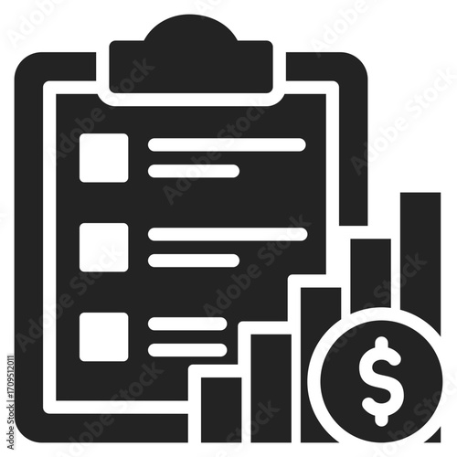 Business Plan  Icon Solid Style Vector Illustration 