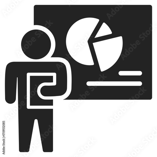 Presentation  Icon Solid Style Vector Illustration 