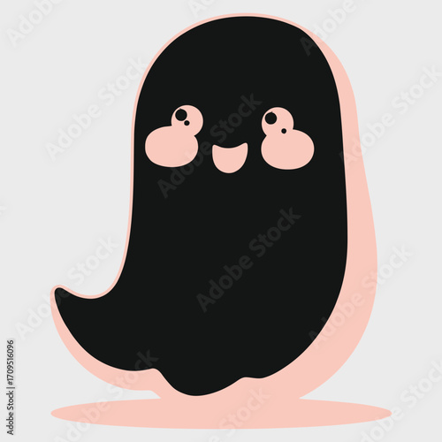 Spooky Ghost: A minimalist, adorable cartoon illustration of a friendly ghost, perfect for Halloween-themed design and playful content.