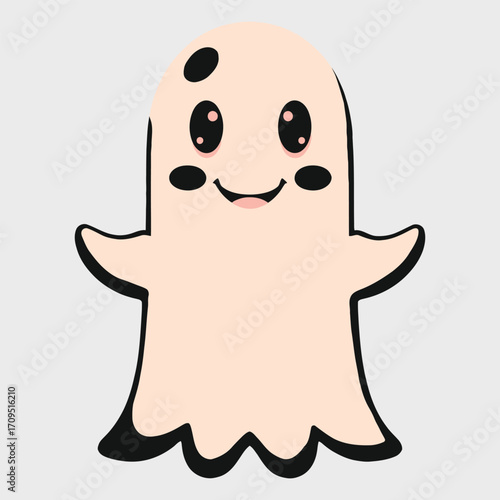 Cheerful Specter: A friendly cartoon ghost floats, exuding an air of whimsy and gentle mirth, perfect for conveying concepts of the supernatural in a lighthearted fashion.