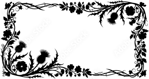 Obraz na płótnie Elegant floral thistle border design for invitations, certificates, and decorati