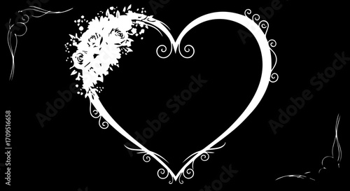Elegant floral heart adornment perfect for romantic designs, wedding invitations, and heartfelt celebrations
