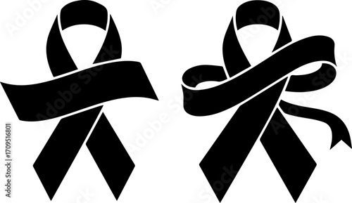Elegant black ribbons symbolize remembrance, support, and solidarity for important causes
