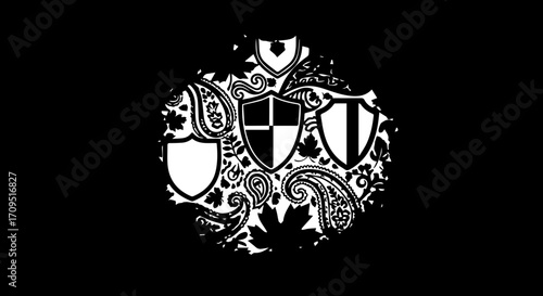 Heraldic Shields and Paisley Pattern Design