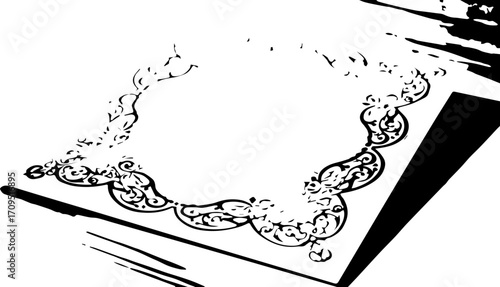 Elegant ornate decorative frame with intricate scrollwork and a clean central space for text