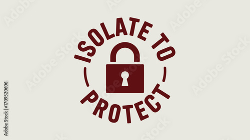 A maroon isolate to protect circular design with a padlock in the center on a light background
