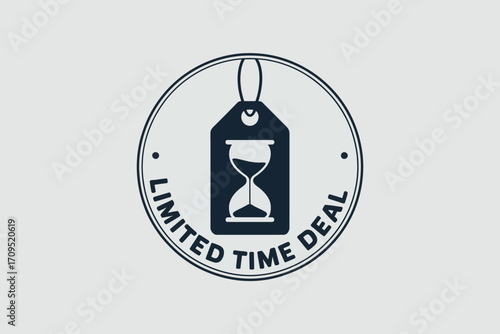 A graphic showing a tag with an hourglass in the middle and limited time deal around the edge of it