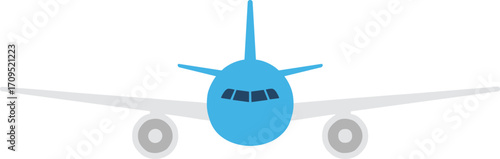 Simple Flat Design Airplane Front View Illustration Travel Transportation