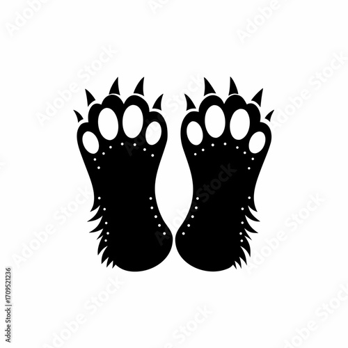 Bear footprint, animal paw print with claws vector
