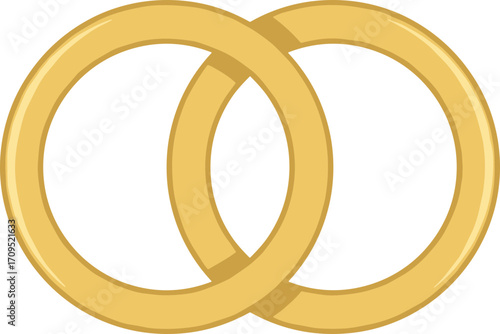 Simple Flat Two Golden Ring Interlocking Shape Symbolic Illustration
