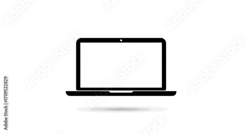 Modern laptop open with blank screen on white background, ready for design.