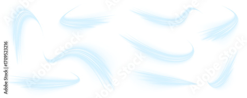 Bright blue lines curve and intertwine, forming an abstract web of high-speed data flow. The vibrant gradients enhance the sense of motion. Ideal for digital network or AI visuals. PNG