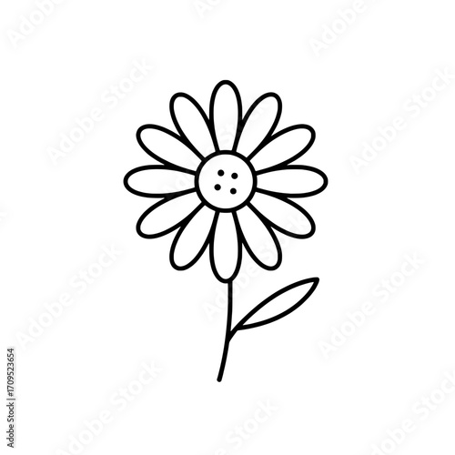 Simple daisy flower outline icon, a delicate botanical graphic for your design needs
