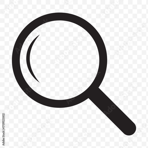 Magnifying glass icon. Loupe icon, magnifier black symbol.