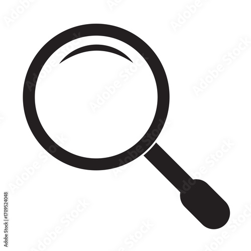 Magnifying glass icon. Loupe icon, magnifier black symbol.