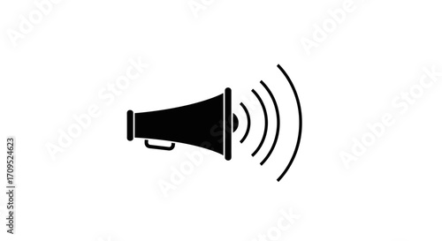 Loudspeaker icon broadcasting sound waves, symbolizing announcement or alert