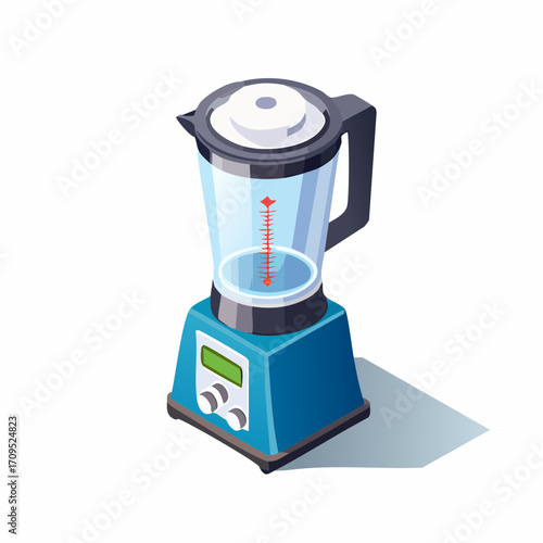 Modern blue blender with digital display and measurement markings, perfect for kitchen prep and healthy recipes.