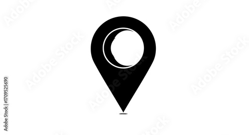 Simple black location pin icon on a white background, representing a destination or navigation.