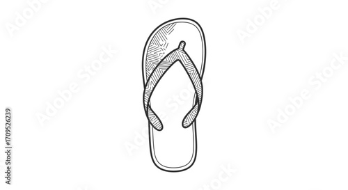 Simple black and white illustration of a single flip-flop shoe