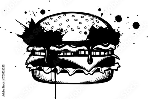 Bold burger art splashes flavor, igniting cravings for delicious, modern food experiences